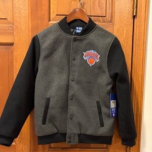 NWT New York Knicks Vintage Black and Gray Varsity Jacket. Size XXL 18-20